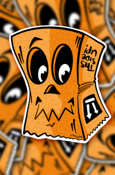 Sticker - Paper bag orange