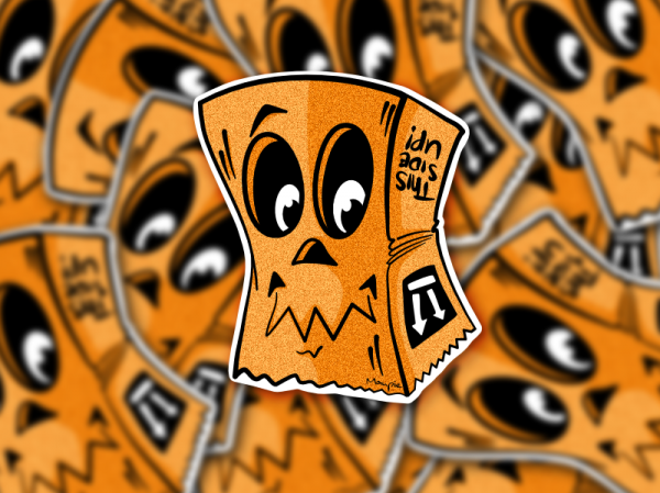 Sticker - Paper bag orange
